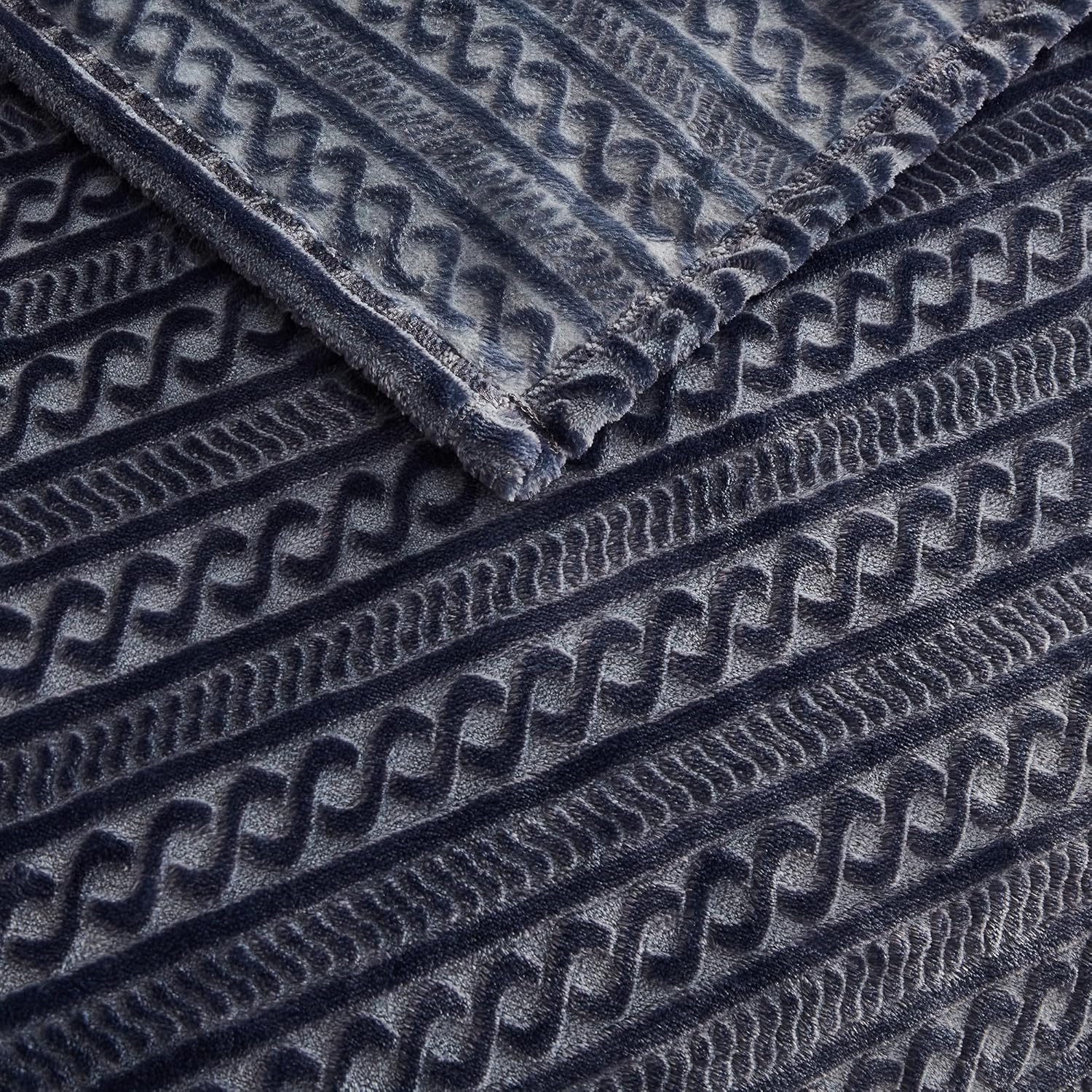 Soft Cozy 120x120 Inches Seamless Oversized King Fleece Blanket, 3D Jacquard Decorative Giant 10'x10' California King Blanket Extra Large for Bed, Sofa, Couch, Travel, Dark Grey Chain - Image 5