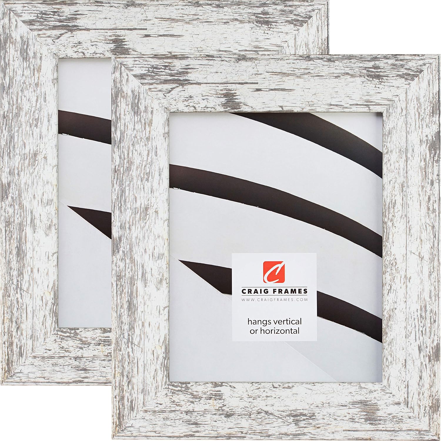 Craig Frames American Barn, 10 x 13 Inch Faux Barnwood Picture Frame, White, Set of 2