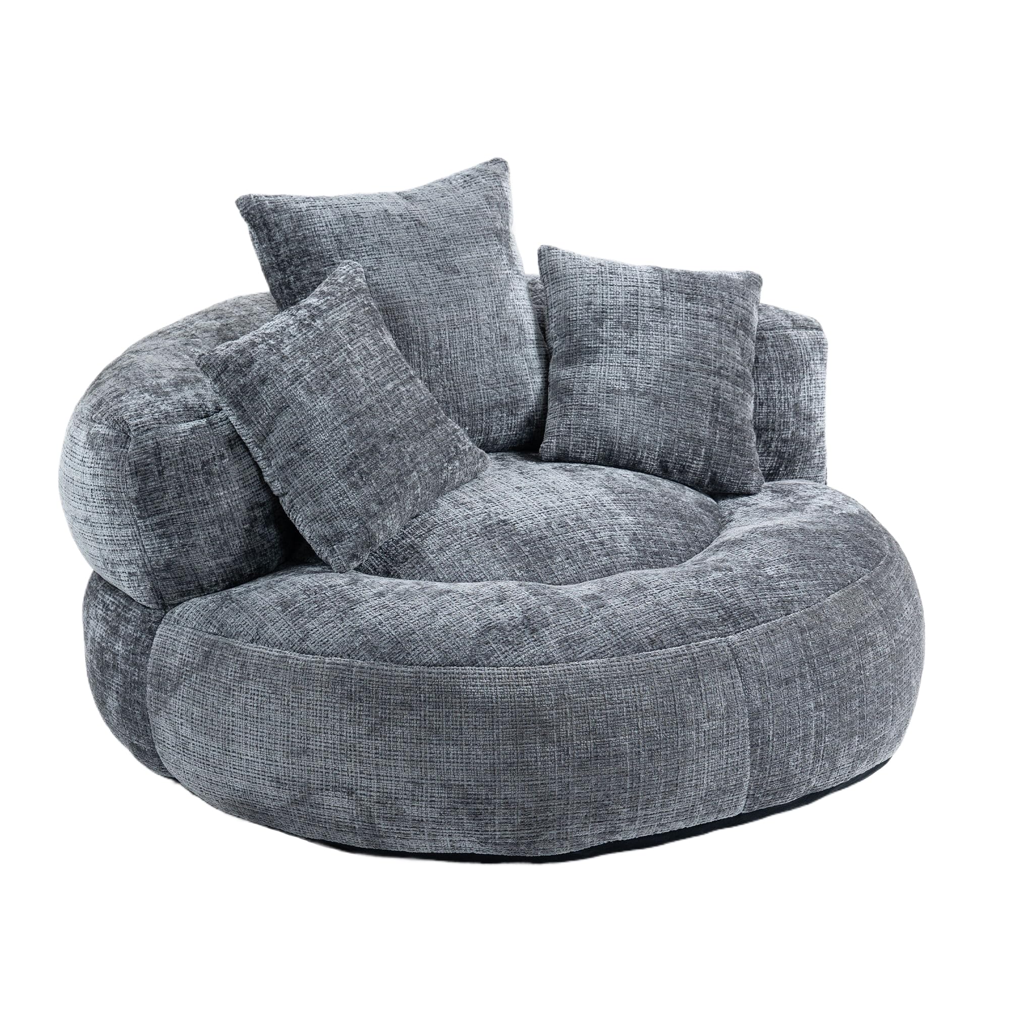 Lazy Sofa Durevole Comfort Lounger Schienale Alto Poltrona Sacco Divano con TRE Cuscini, Interno ed Esterno, Poltrona Gaming Singola per Camera da Letto, Ufficio, 108 x 108 x 52 cm (Grigio)