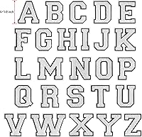 Vista 2 de Parches de letras deportivas de felpilla blanca de 4-12" para chaquetas, parches termo-adhesivos para ropa (blanco-W)