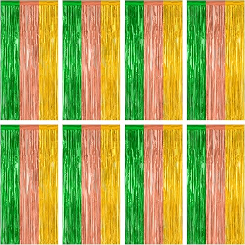 Miniatura 72 de Paquete de 2 telones de fondo de oropel rojo, cortinas de flecos de 3.28 pies x 7.05 pies, decoraciones de fiesta para aniversarios de boda