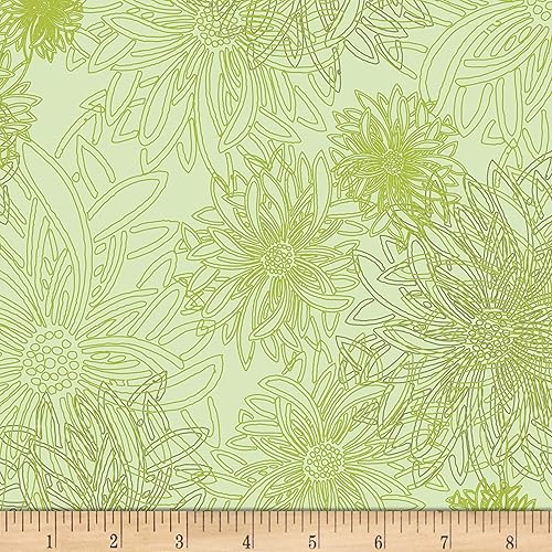 Art Gallery Fabrics Galería de Arte Elementos Florales Tela Brillante, Verde Claro