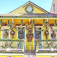 Vista 6 de 5 guirnaldas de oropel metálicas brillantes mixtas – morado, verde, dorado – 32.8 pies para Mardi Gras, Navidad, fiestas de carnaval