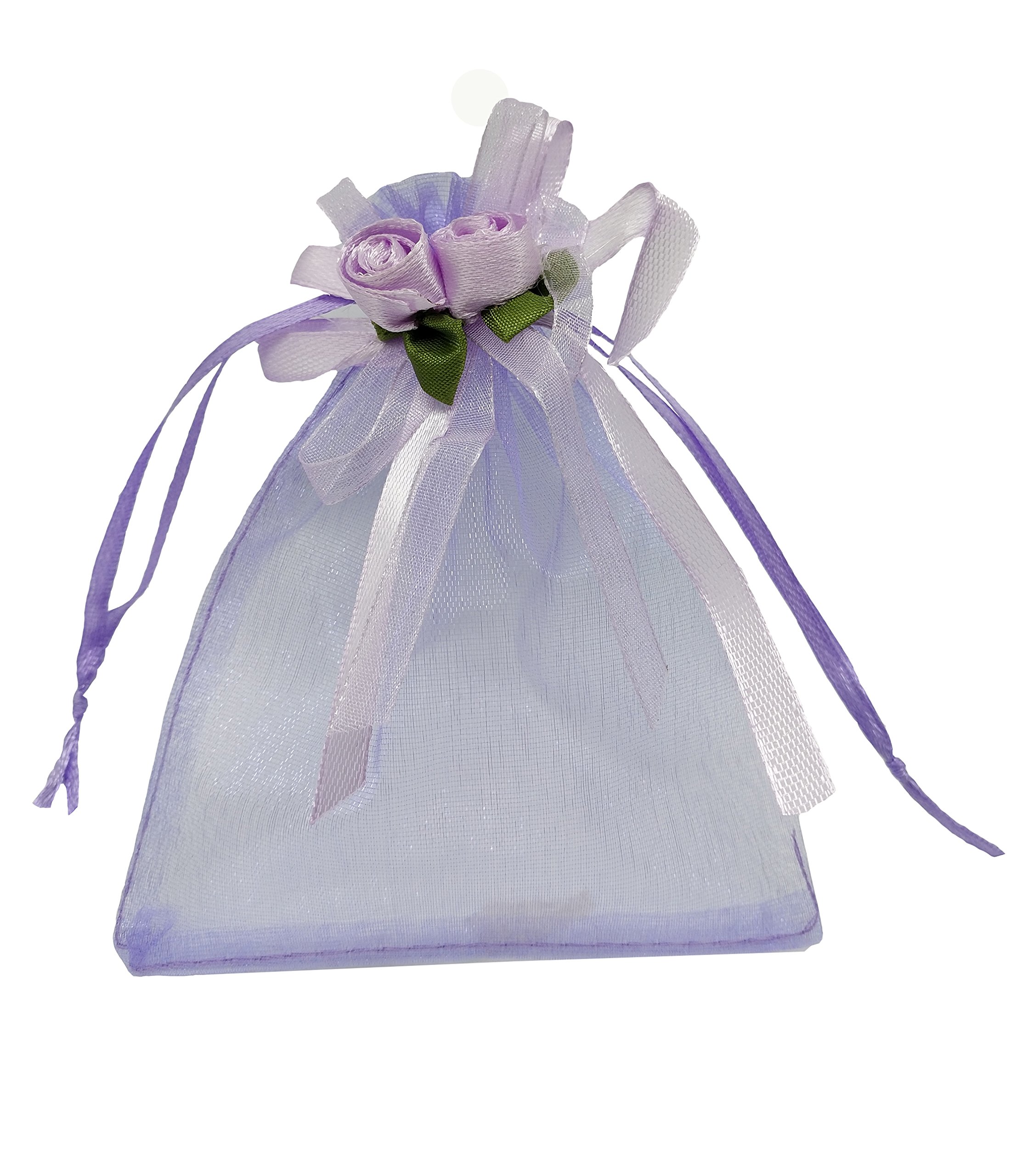 Ankirol 20pcs Sheer Organza Favor Bags For Wedding 3.8x4.8'' Gift Bags Samples Display Drawstring Rose Pouches (light purple)