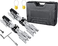 Vista 5 de Calzo de rueda estabilizador de RV en forma de X (permite ajustar el taladro) de doble eje para caravana, remolque de viaje, cámper, neumático