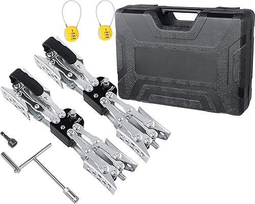 Miniatura 5 de Calzo de rueda estabilizador de RV en forma de X (permite ajustar el taladro) de doble eje para caravana, remolque de viaje, cámper, neumático