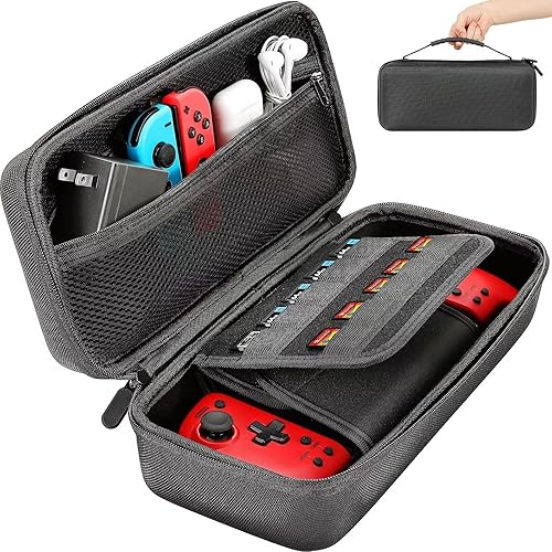 Gepicest Carrying Case for Rog Ally Hori Spilt PadSteam Deck Console Hold All Gaming Accessories incl. Charging Adapter Black