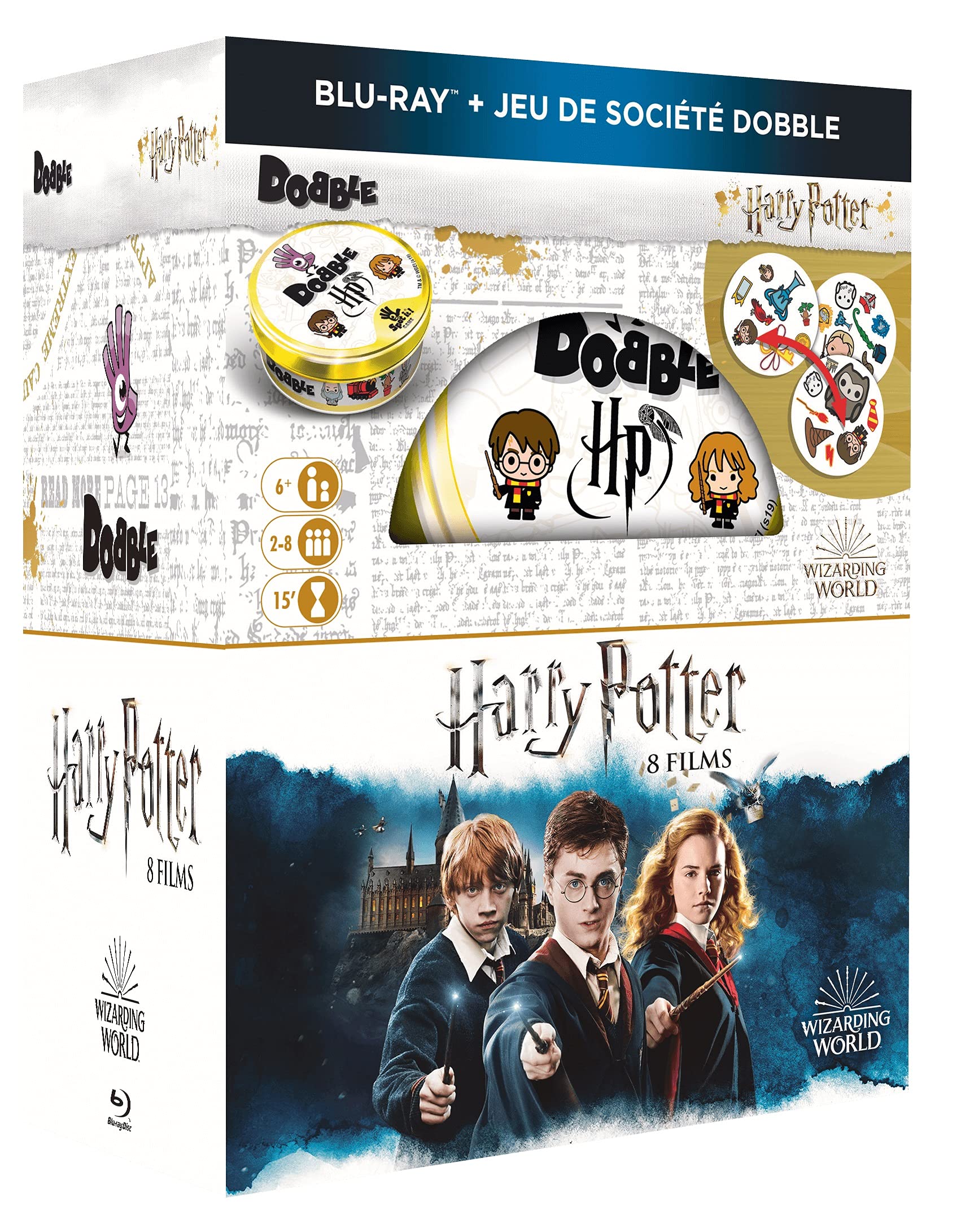 Harry Potter : L'Intégrale 8 films + Jeu de société DOBBLE Harry Potter (Boitier métal : 55 cartes) [Blu-ray]