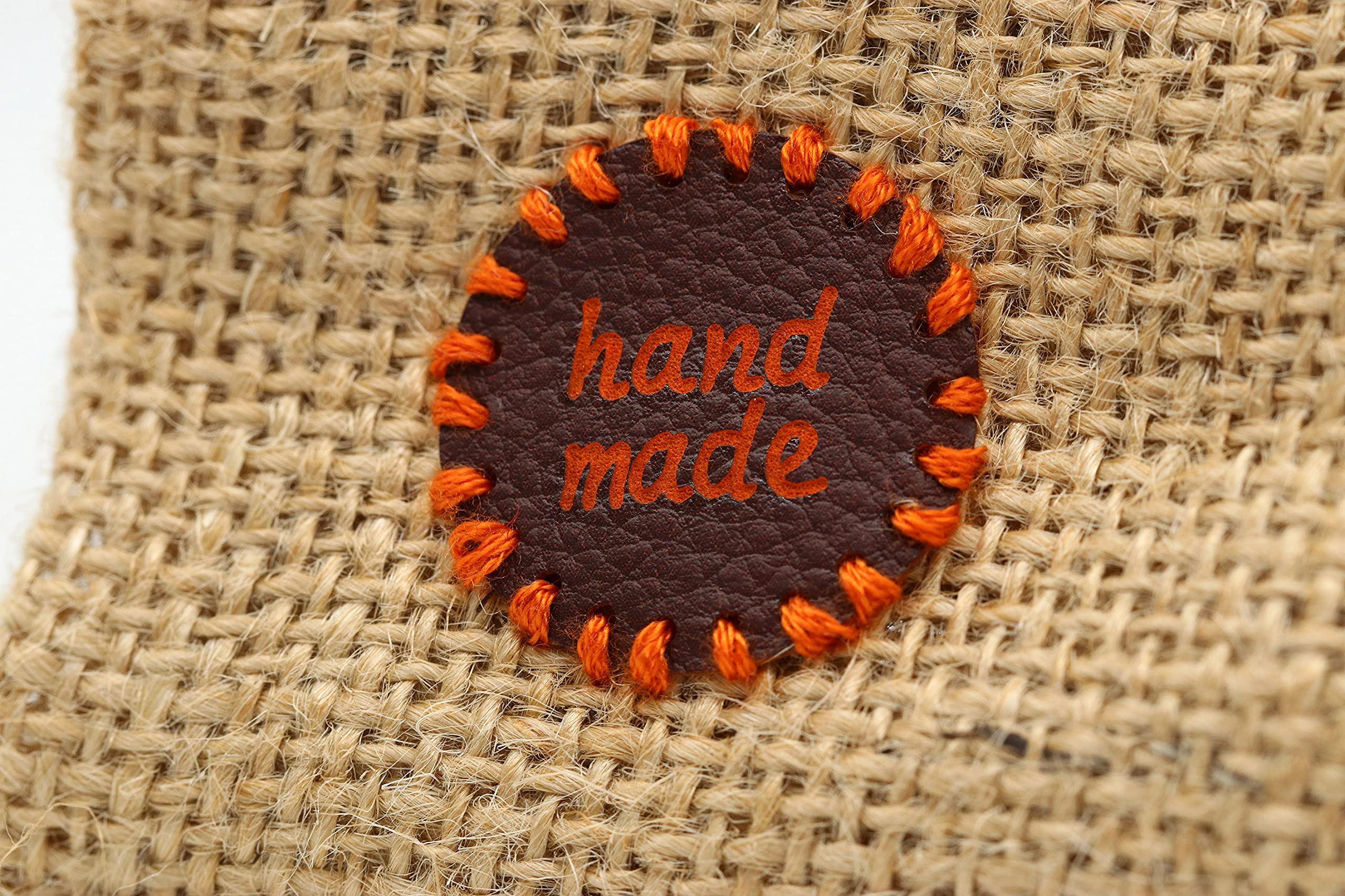 Etichette Handmade PU Rotonde - Arancione-Marrone MOD. RO02 - Tag Handmade Etichette Etichette Handmade da Cucire Fatto a Mano (30 Pezzi - Testo Personalizzato)