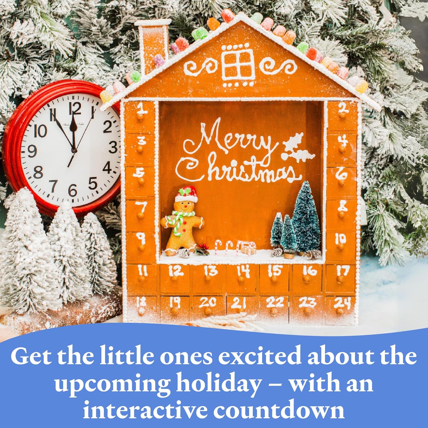 Advent Calendar 2024, Wooden Advent Calendars, Scene House 18 3/4" x 16 3/4", Pack of 1 Christmas Advent Calendar 2024 With 24 Empty Drawers for Crafts, by Woodpeckers