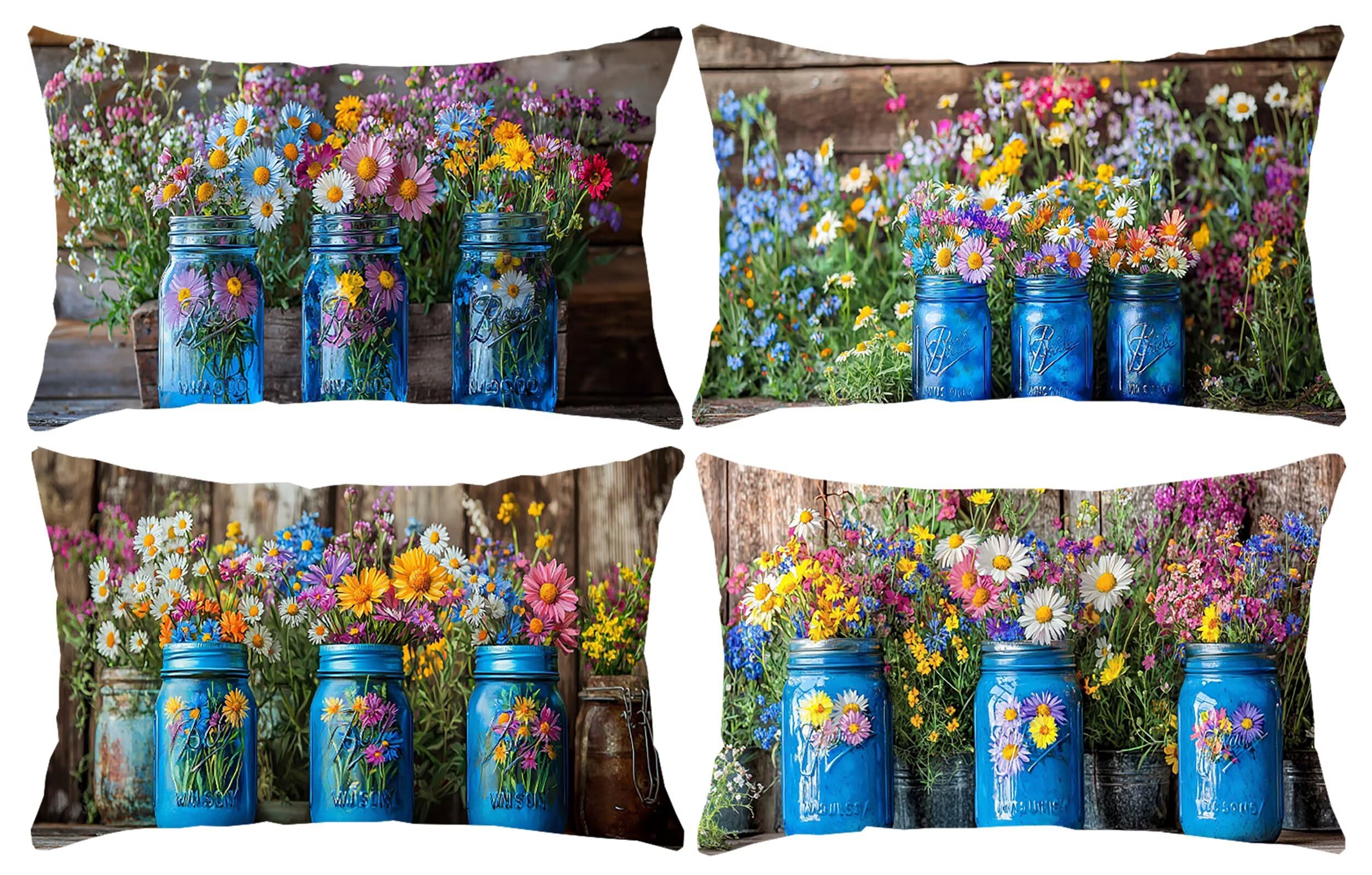 Zestaw 4 poszewek na poduszki 40 x 80 cm, dekoracyjne poszewki na poduszki prostokątny wazon pościel z niewidocznym zamkiem błyskawicznym poszewka na poduszkę na sofę krzesło do sypialni wystrój na