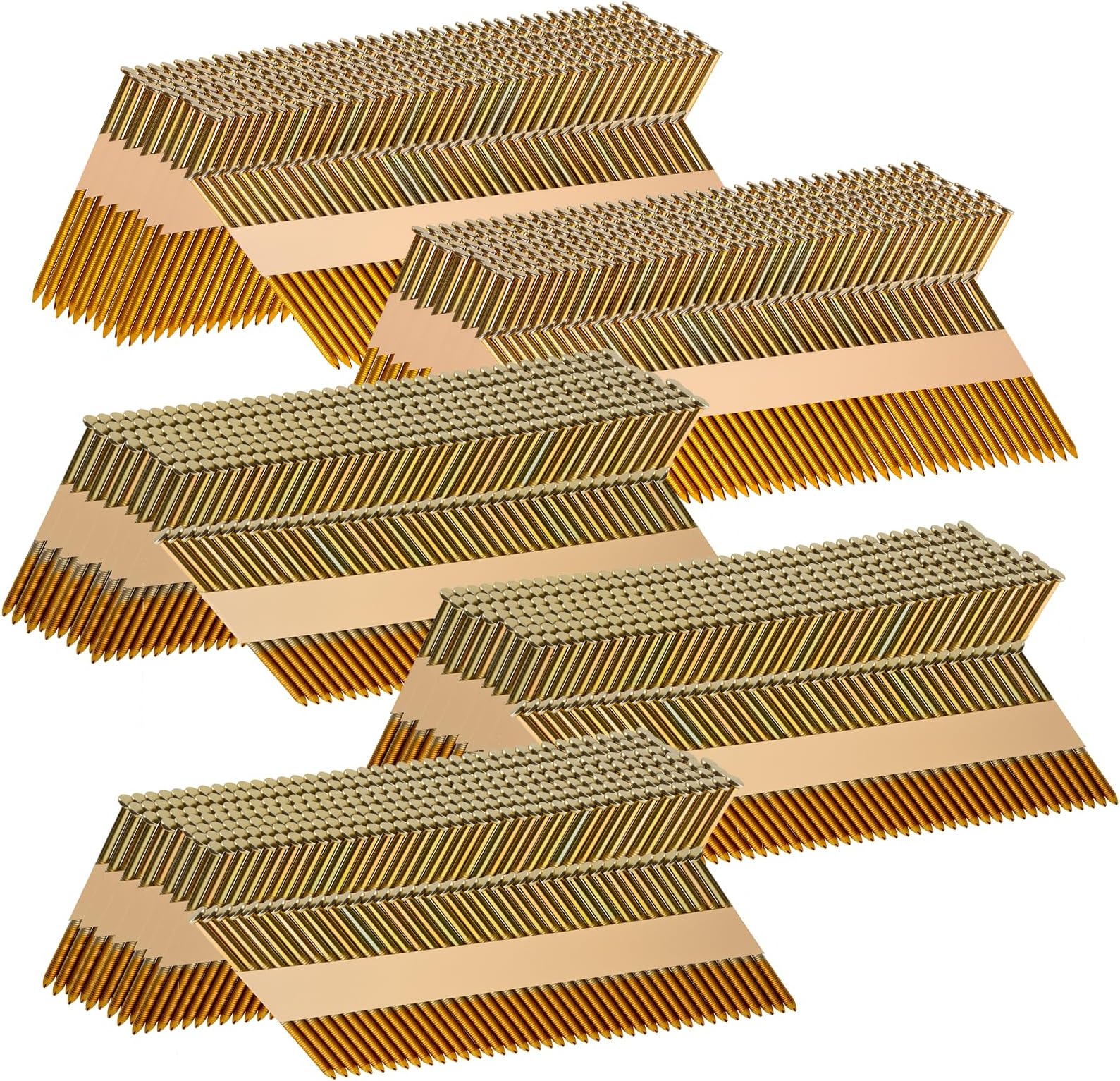 30 Degree Framing Nails 4 SIZES (2"+2-1/2"+3.0"+3-1/2"), Ring Shank D Head Electro-Galvanized Paper Tape Strip Nails, 80 PCS per Size, 320 Count, for 30 to 34 Degree Framing Nailer