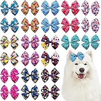 Vista 9 de 24Pcs/12 Pares 10 cm Lazos para el pelo de perro grandes para perros grandes Patrón de otoño Hojas de calabaza de arce Hojas de cosecha Forestales