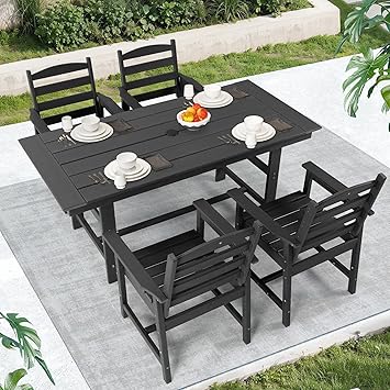 MELLCOM 5 Pieces Patio Dining Table Set