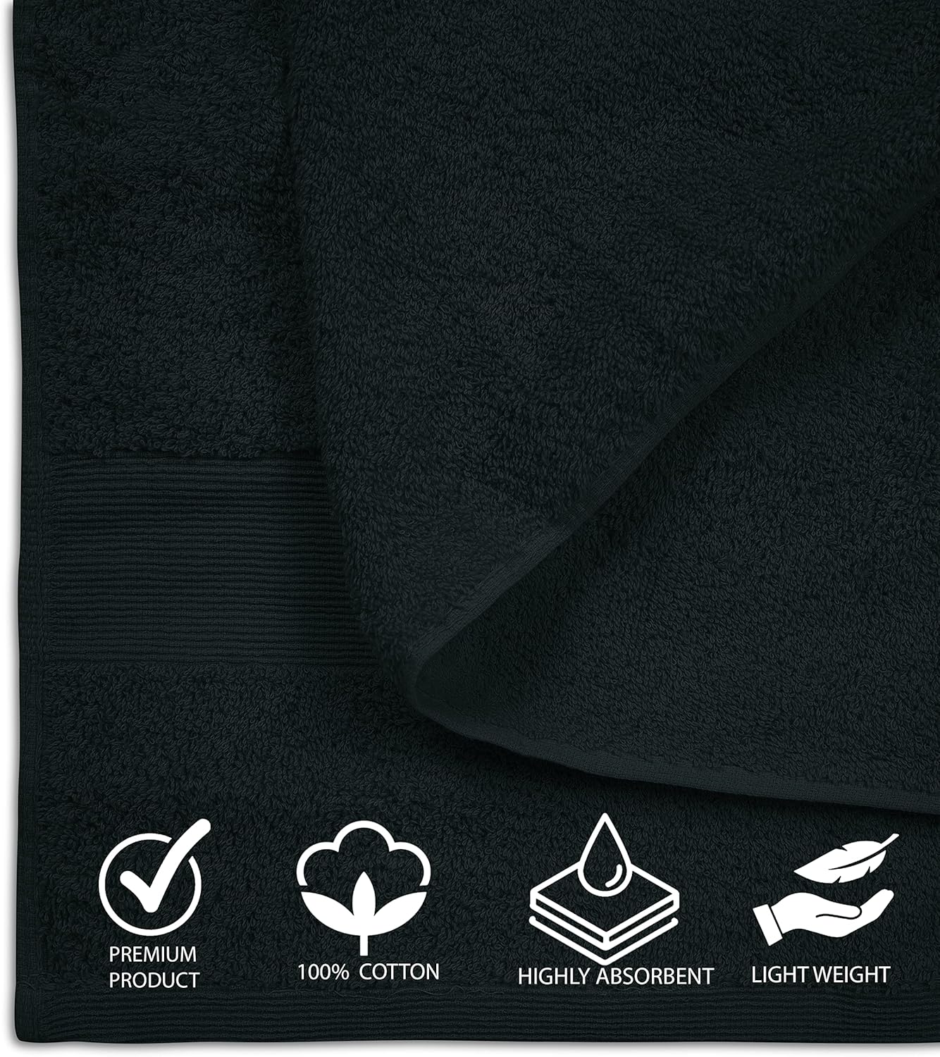 Softolle 100% Cotton Luxury Bath Sheets - Pack of 2 (35" x 70") | Super Soft, Quick-Dry & Highly Absorbent Towels for Bathroom, Home, Spa & Gym (Black)