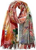 Vista 1 de VENVSBEE Reversible Scarf Soft Large Shawl Wrap Blanket Double Sided Art Print Warm Pashmina Stoles Klimt Van Gogh Gifts