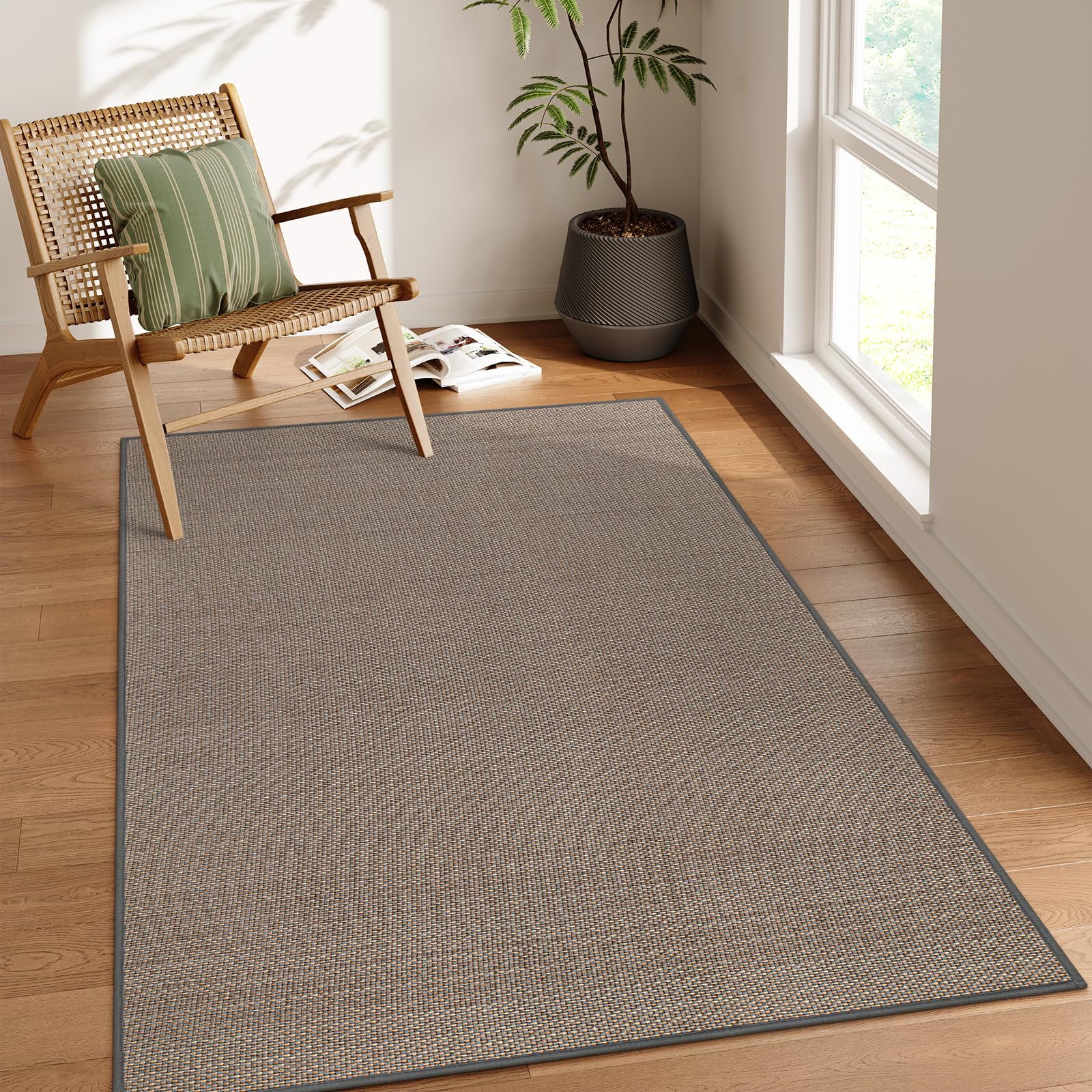 Lahome Farmhouse Entry Rug, 3x5 Washable Rugs for Living Room Bedroom Aesthetic Indoor Door Mats for Entryway, Neutral Non Slip Stain Resistant Floor