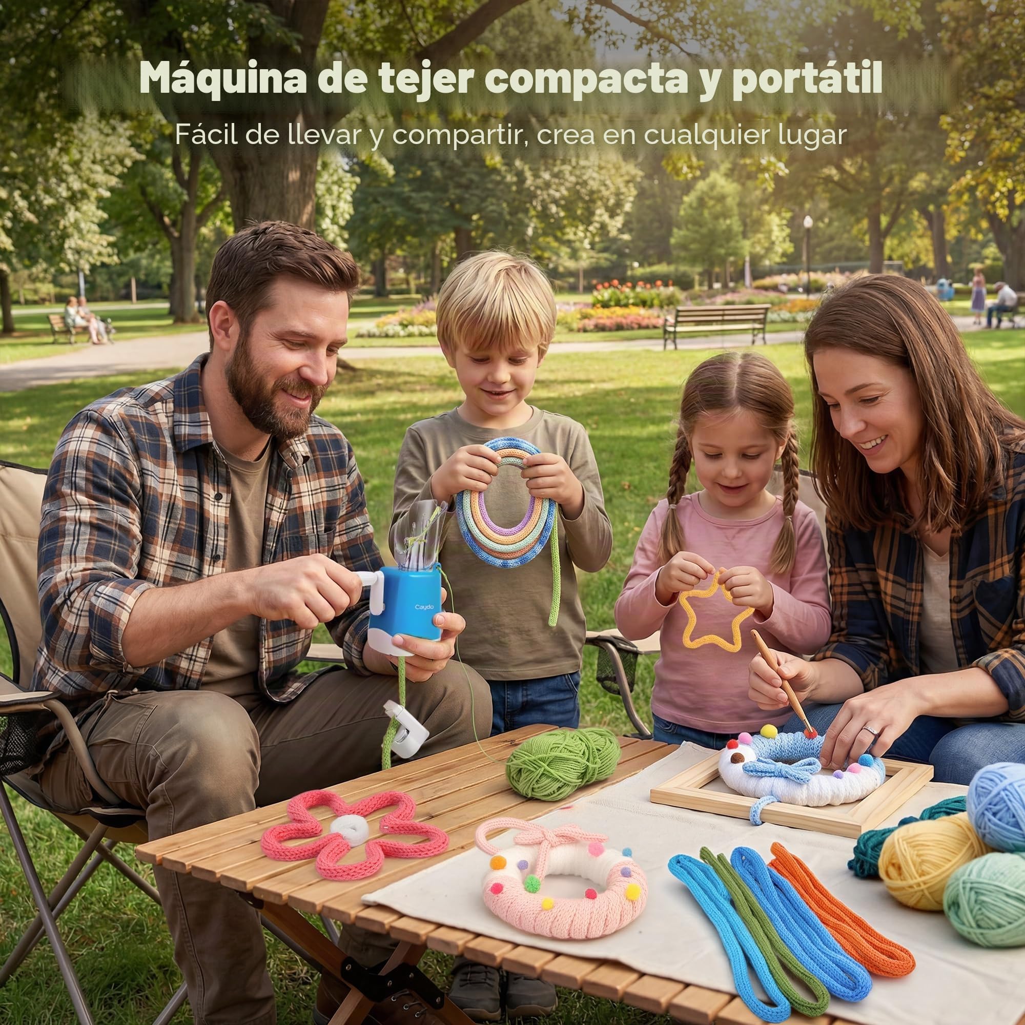 Caydo Máquina Tricotin Manual, Mini Molino de Tejer 6 Agujas, Máquina de Tejer Portátil para Hacer Cordones, Pulseras y Bolsos, Muy Eficiente, DIY Máquina de Ganchillo para Adultos