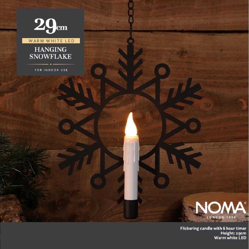 NOMA Hanging Snowflake Light, Black, 29 cm (Pack of 1), 29cm - Image 3