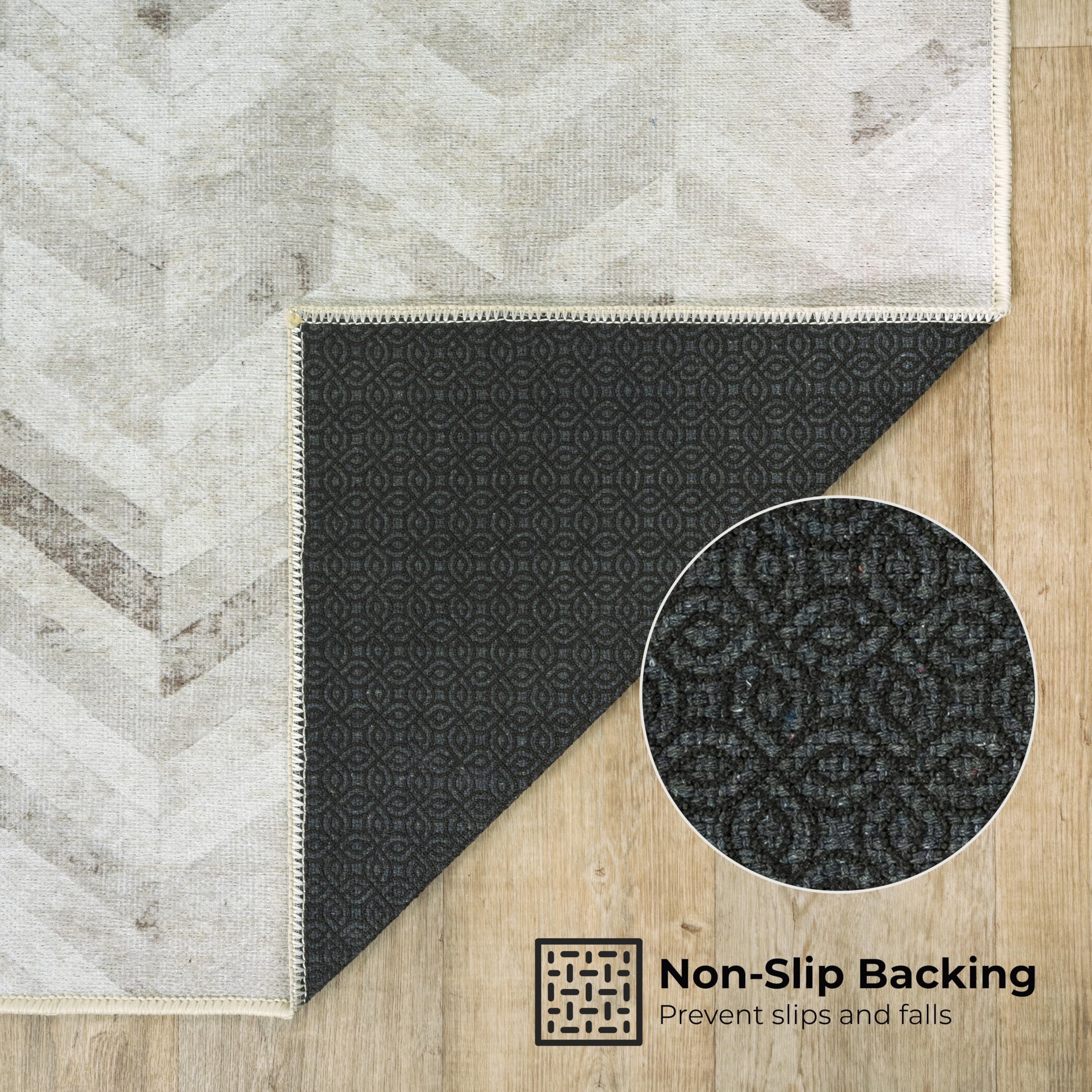 artyrugs Machine Washable Rug, 60x240cm, 75% Recycled Cotton, Short Pile, Non-Slip Backing, Non-Shedding - Image 3