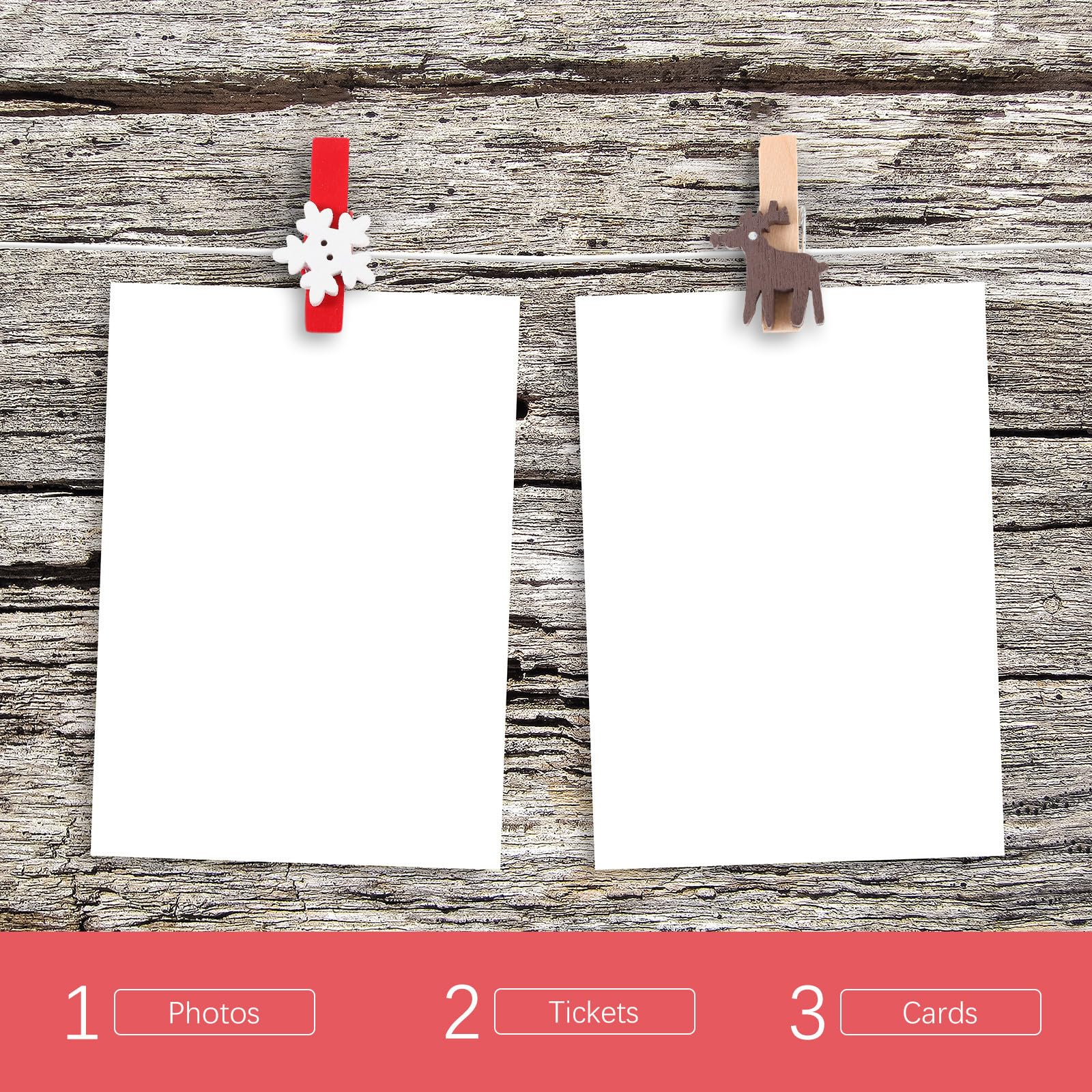 TOYANDONA 375 Stück Weihnachts Holzklammern Kleiner Wäscheklammern 4x25, | Foto und Kartenclip, Leicht, Einfach zu Nutzen, Kompakt Lagerbar, für Tür und Weihnachtsbaum