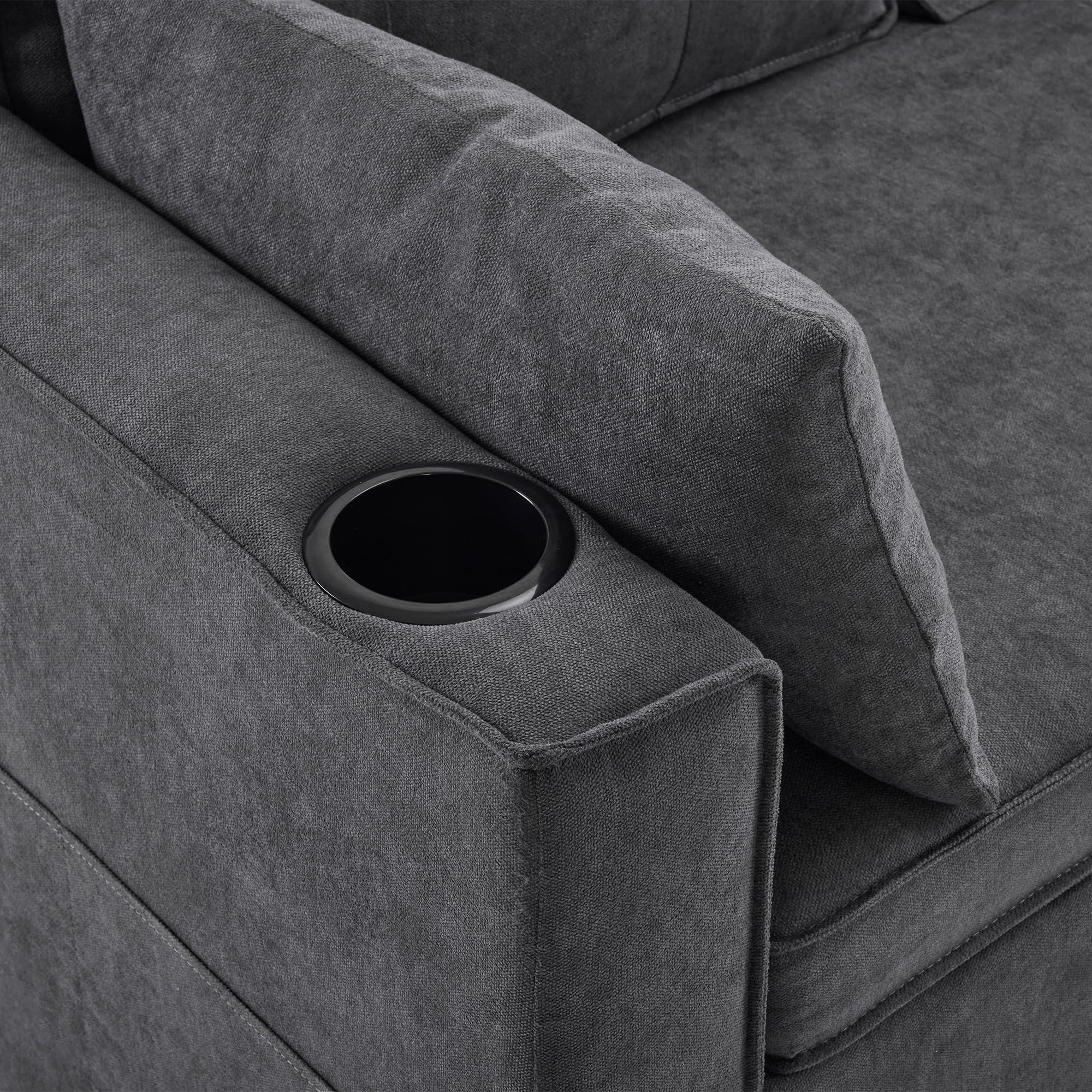 Divano letto con funzione letto, divano a L, design moderno, mobili imbottiti, divano, poltrona lounge con spazio di archiviazione, con portabicchieri, divano letto per soggiorno, intercambiabile a