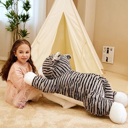 Miniatura 4 de IKASA Juguete de peluche de gato a rayas gigantes, gatito grande, juguetes suaves jumbo, 30 pulgadas, tamaño enorme, lindo peluche mullido, regalos