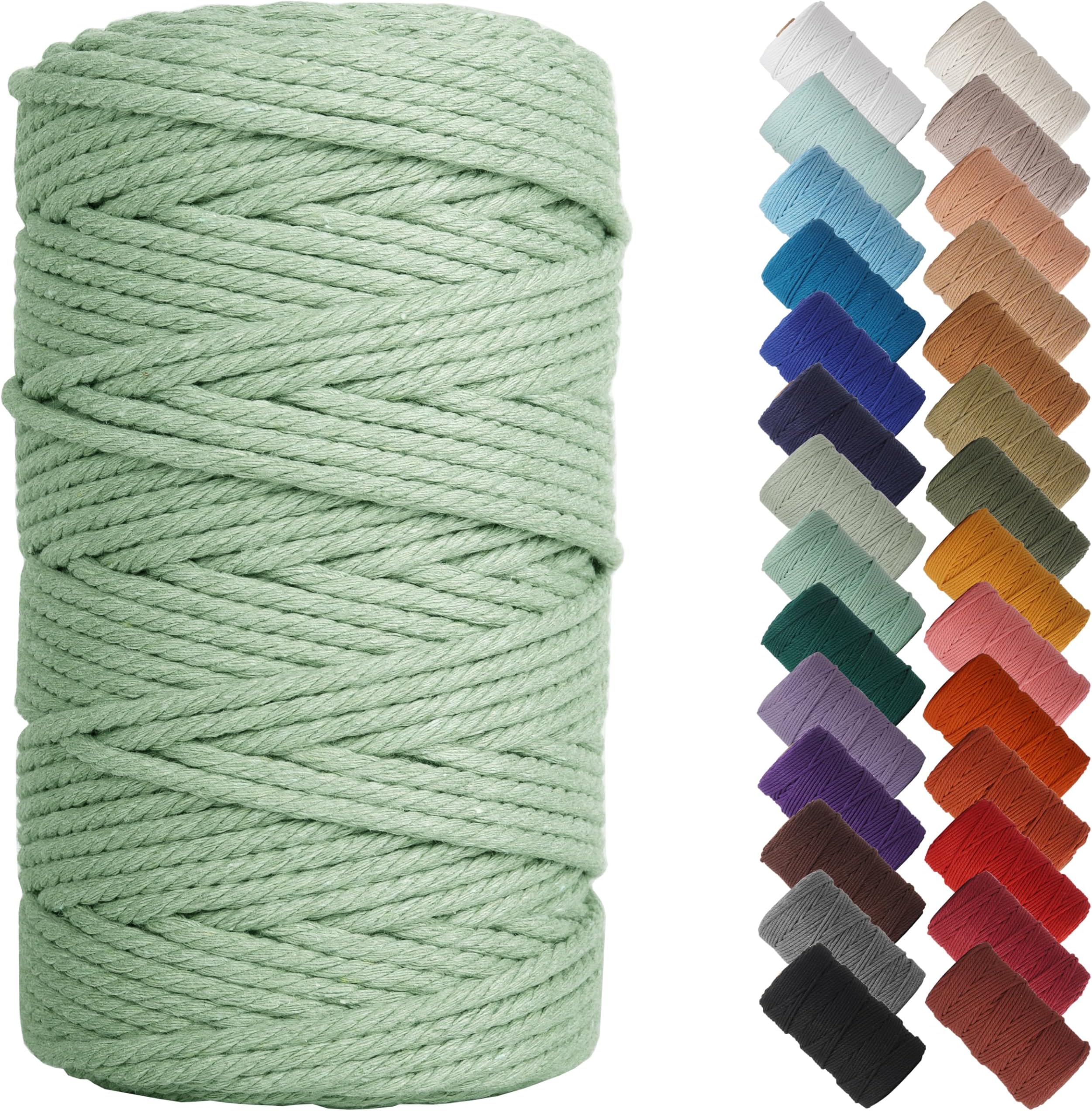NOANTA Sage Macrame Cord 4mm x 109yards, Colored Macrame Rope, Cotton Rope Macrame Yarn, Colorful Cotton Craft Cord for Wall Hanging, Plant Hangers, Crafts, Knitting