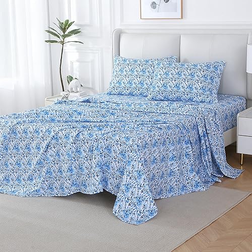 Miniatura 2 de Viviland Juego de sábanas para cama matrimonial, 4 piezas de microfibra cepillada con bolsillo profundo, juego de sábanas encimeras y fundas de