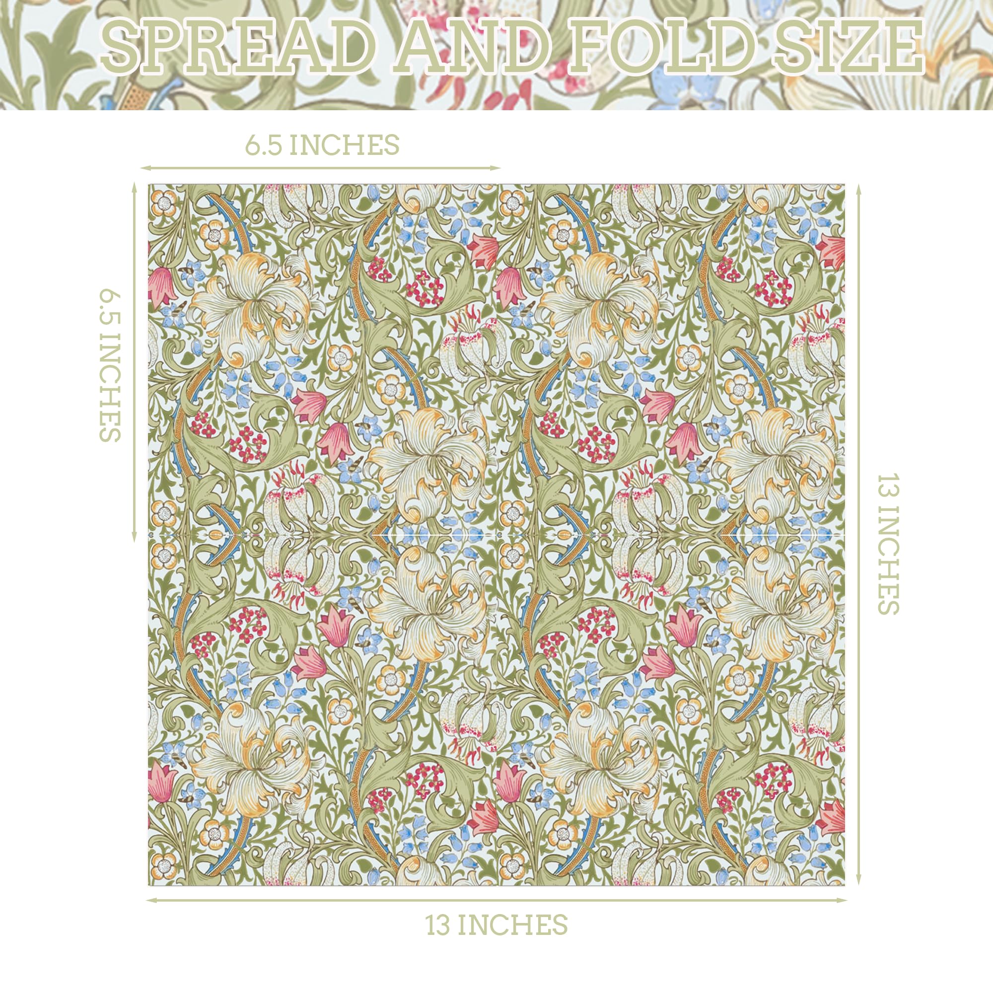 40Pcs Wildflowers Paper Napkins Wildflowers Theme Party Supplies Tableware Vintage Flowers Party Paper for Wildflowers Theme Birthday Party Decorations 6.5 Inch