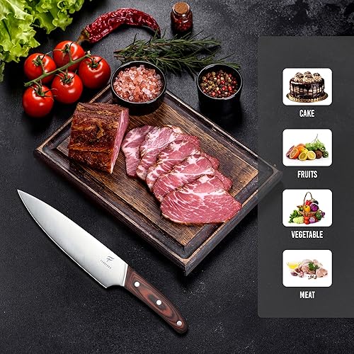 Miniatura 6 de FERRYBRÖ Cuchillo de chef con afilador, cuchillo de chef profesional de estilo japonés de 8 pulgadas con mango ergonómico de madera Pakka, juego de