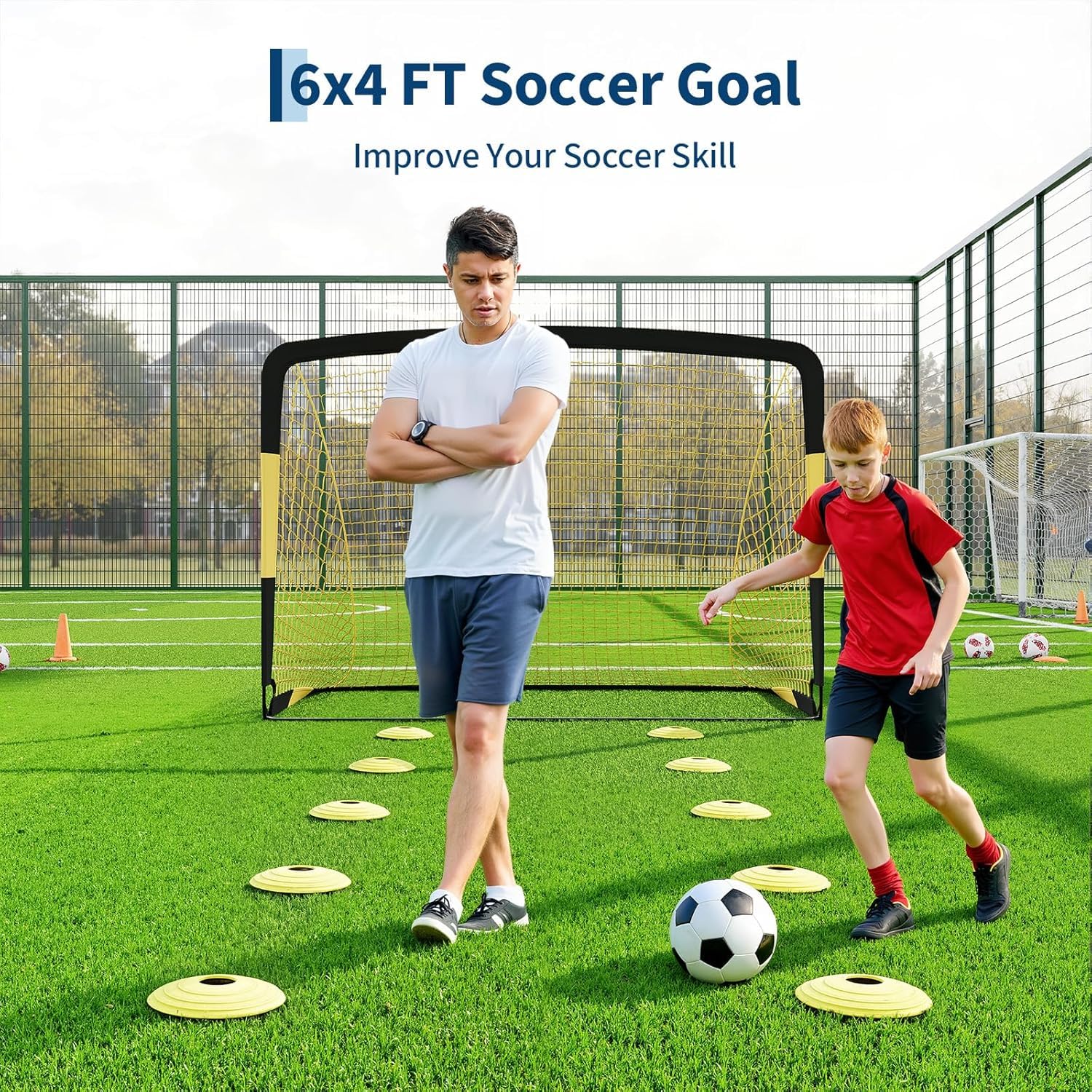 Fußballtor Set Garten Training Rebounder Klapptore Zubehör