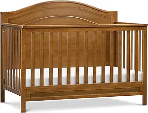 DaVinci Charlie 4-in-1 Convertible Baby Crib - GREENGUARD Gold Certified Convertible Crib to Toddler Bed, Daybed, Full-Size Wooden Bed, Durable, 4 Adjustable Mattress Heights - Chestnut