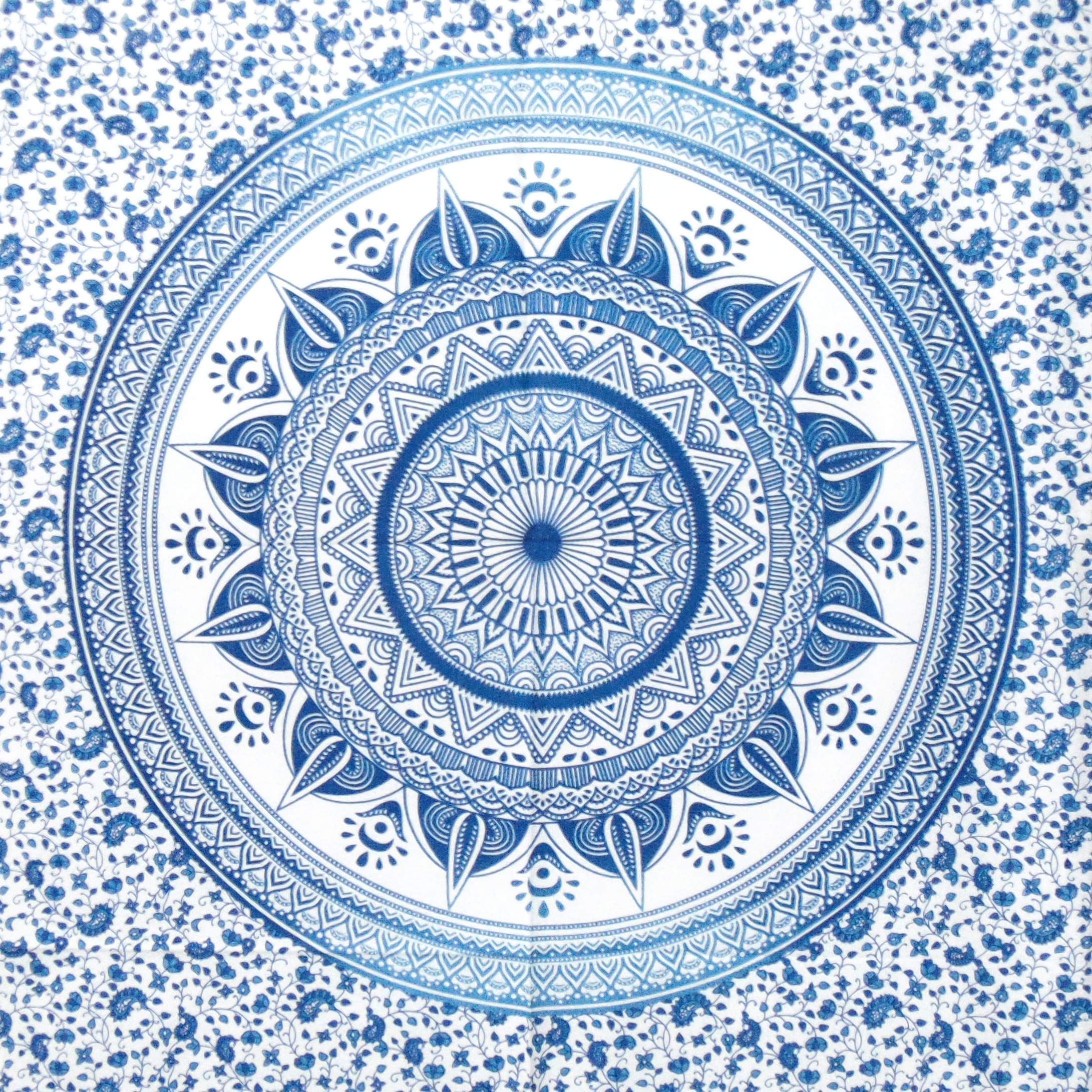 Khadgatta Handicrafts Tapestry Lovers Diya Baati Boho Hippie Gypsy Psychedelic Mandala Bohemian Wall Hanging Living Room Decoration Cotton Poster (Sea Blue, 40 X 30 Inches)