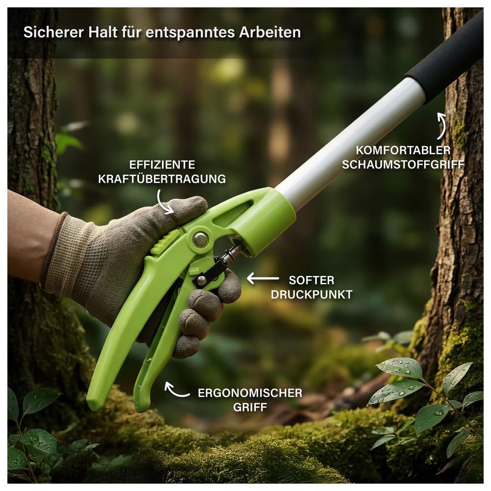 novaterra® Astschere mit Teleskopgriff 2in1, Astsäge Baumsäge mit Einstellbare Stiel, Schneidet Sauber und Schnell, Höhenverstellbar, 1,4-3,05m