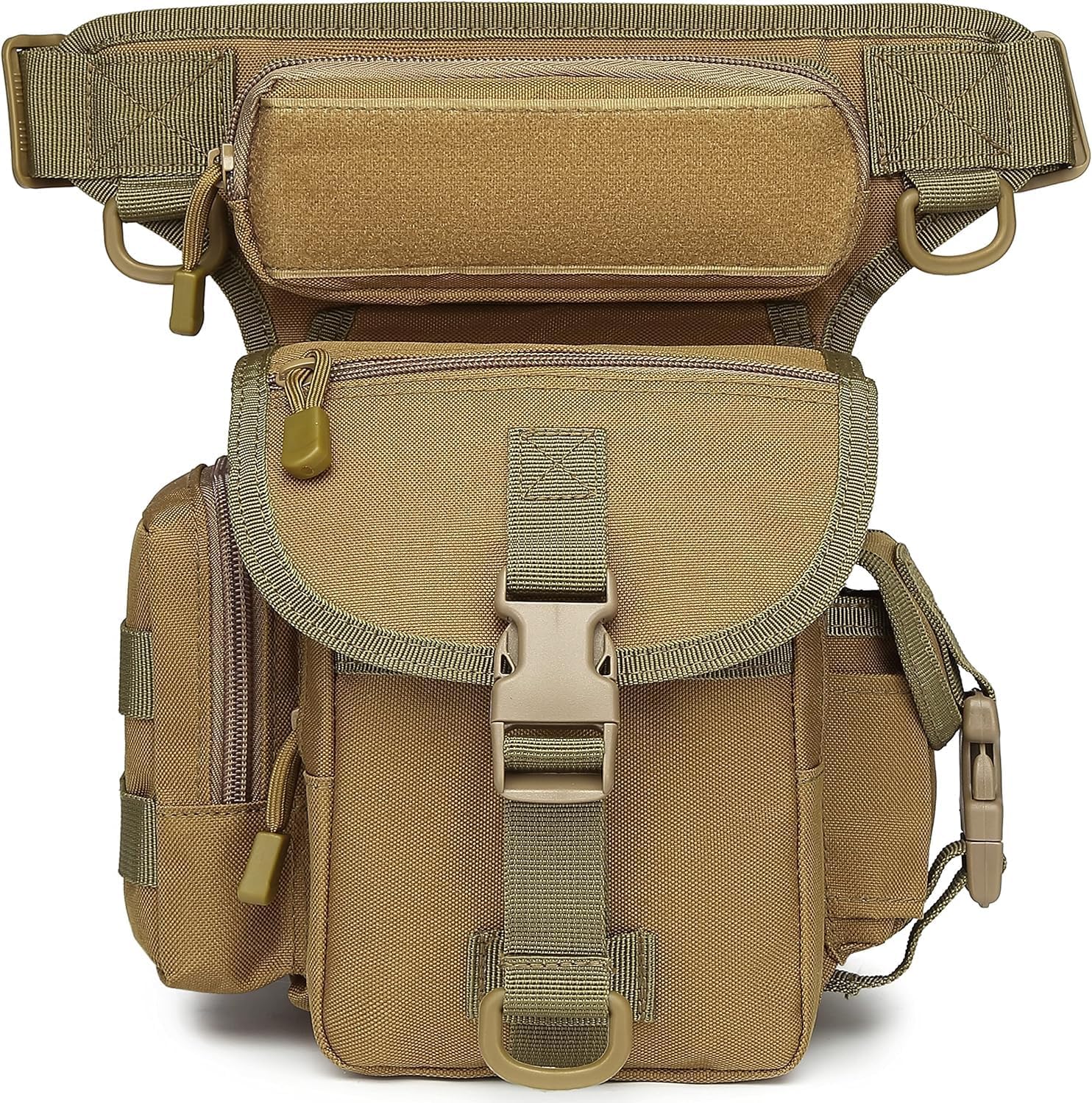 UDee Tactical Drop Leg Bag for Men – Military-Style Utility Waist Thigh Pack, Crossbody Hip Belt Pouch for Motorcycle, Hiking, Outdoor Travel, Camping, Airsoft – Adjustable MOLLE Gear Bag (Khaki)-image-44