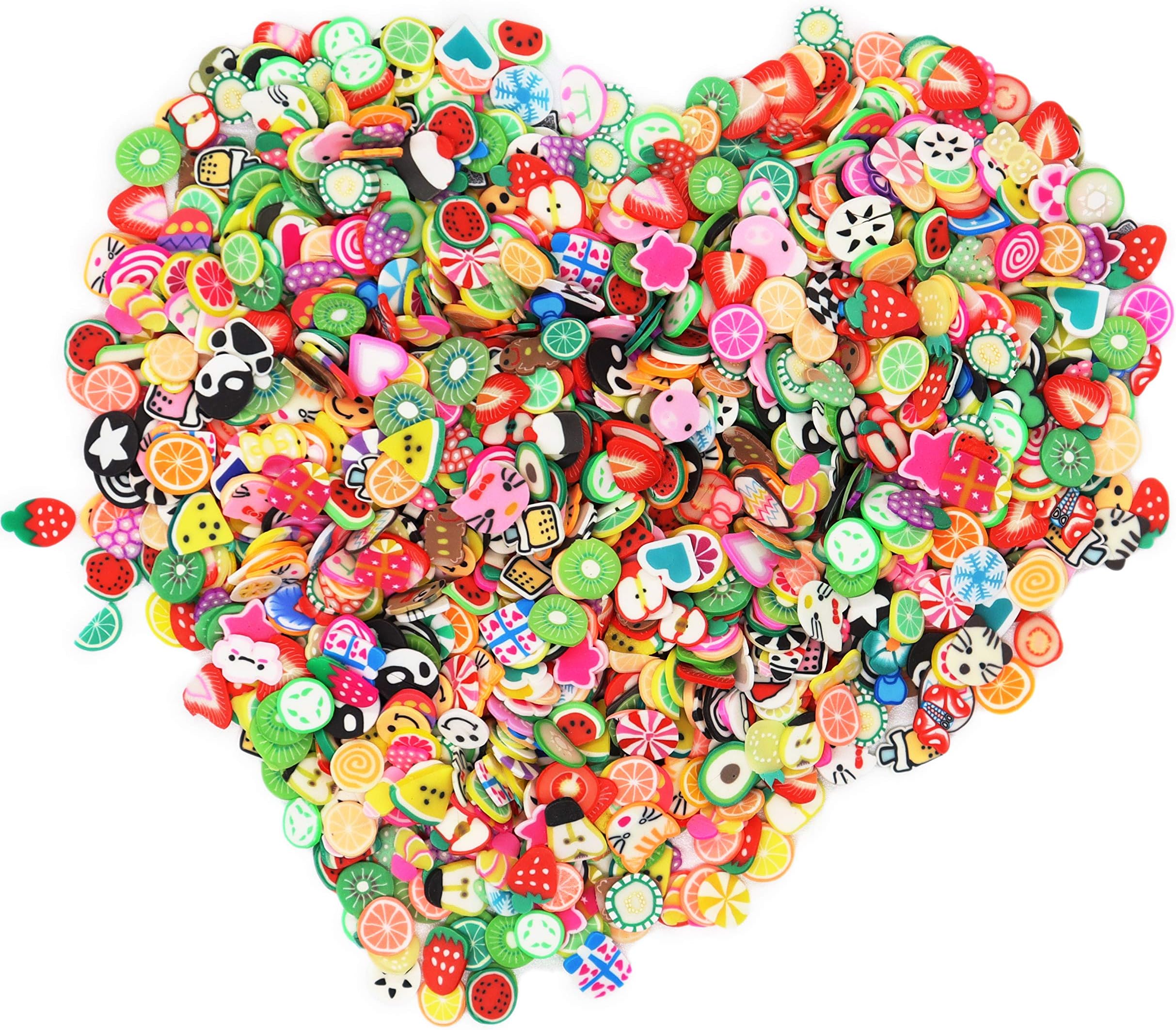 TCOTBE 2000 Pcs Fruit Polymer Slices,Fruit Slime Supplies Charms Slime Acessories Slime Add ins Polymer Clay DIY Nail Art,Charms Slime Making Kit Decoration Arts Crafts