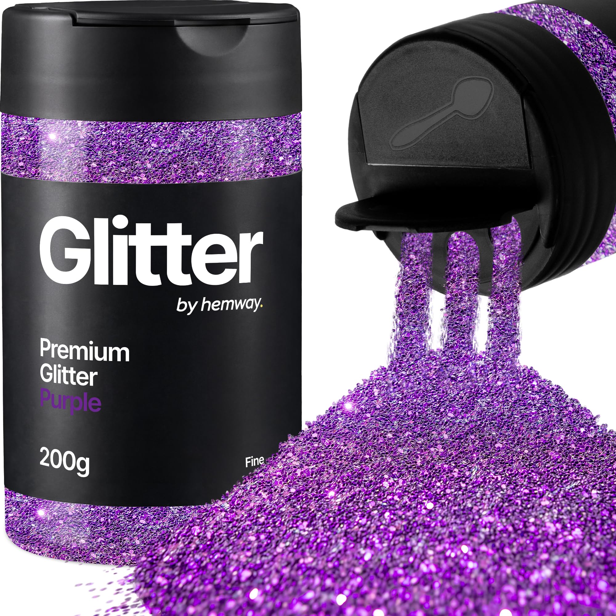 Hemway Purple Glitter Shaker, 200g Fine Glitter for Crafts Metallic Flake Sequins for Resin & Epoxy Crafts for Decorating, Halloween, Christmas, Nail, Face, Art