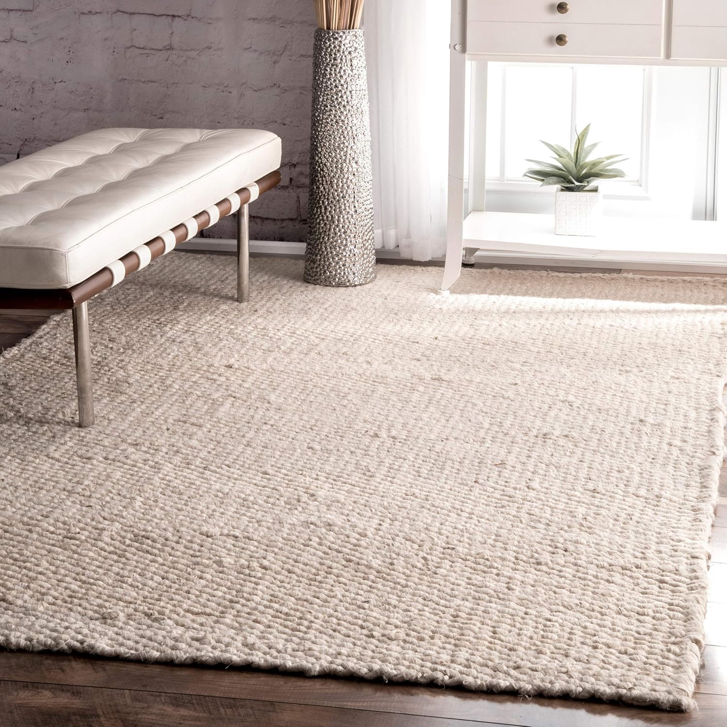 nuLOOM Hailey Handwoven Jute Rug, 3' x 5', Offwhite Home