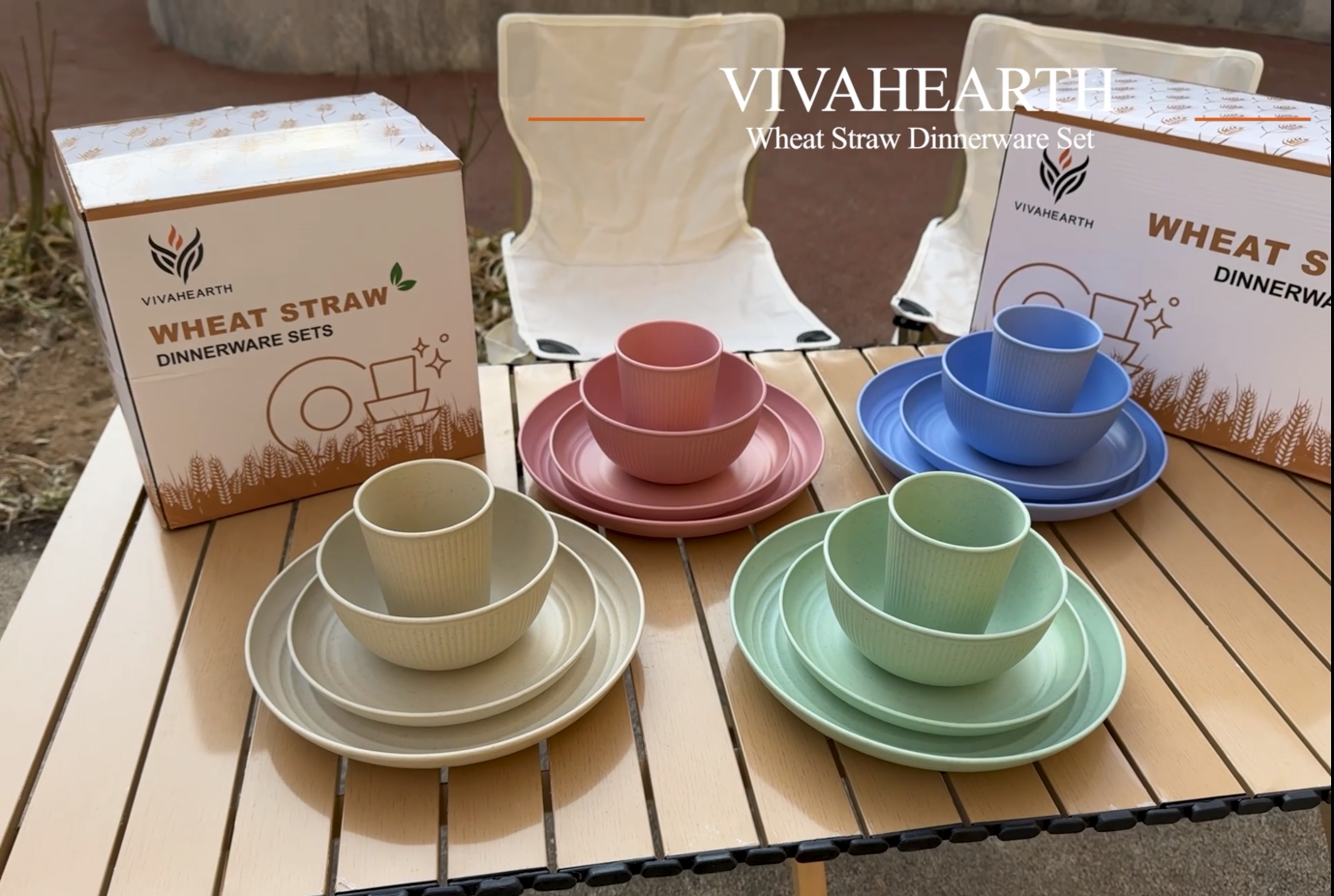 うえお　3点セット(10YC、my day) Amazon.com: VIVAHEARTH Wheat Straw Dishes Set for 8, Dinnerware
