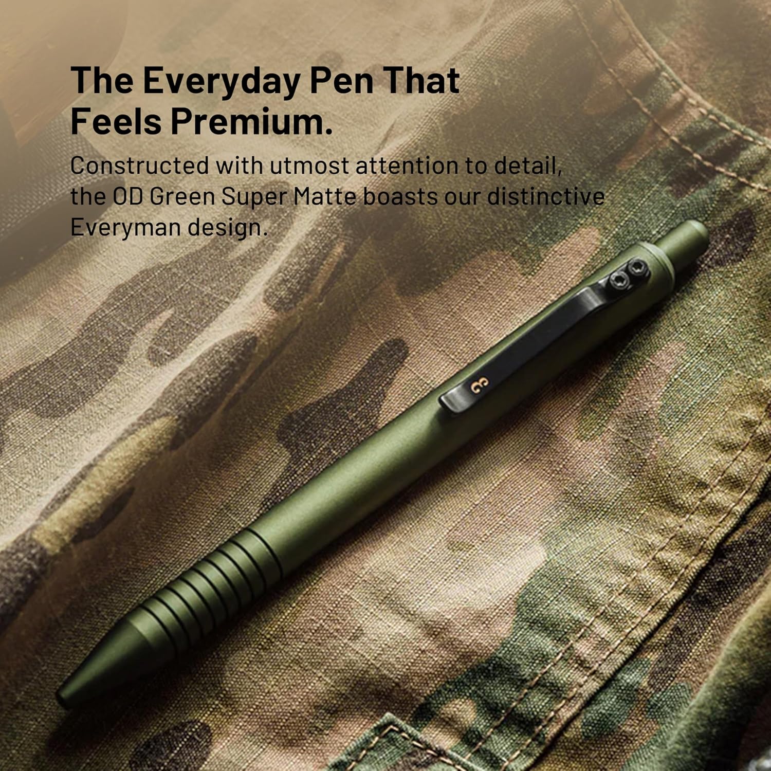 Everyman OD Green Grafton Super Matte Full Click Refillable Gel Pen | Durable EDC Writing Tool with Deep Grip | Smooth 0.7mm Ink Flow for Daily Use, Notes, Journaling, and Office Essentials