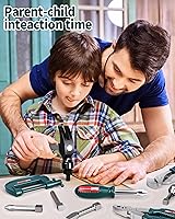 Vista 16 de Deejoy - Juego de herramientas con caja de herramientas y taladro de juguete electrónico, kits de construcción de simulación para niños de 3 a 5