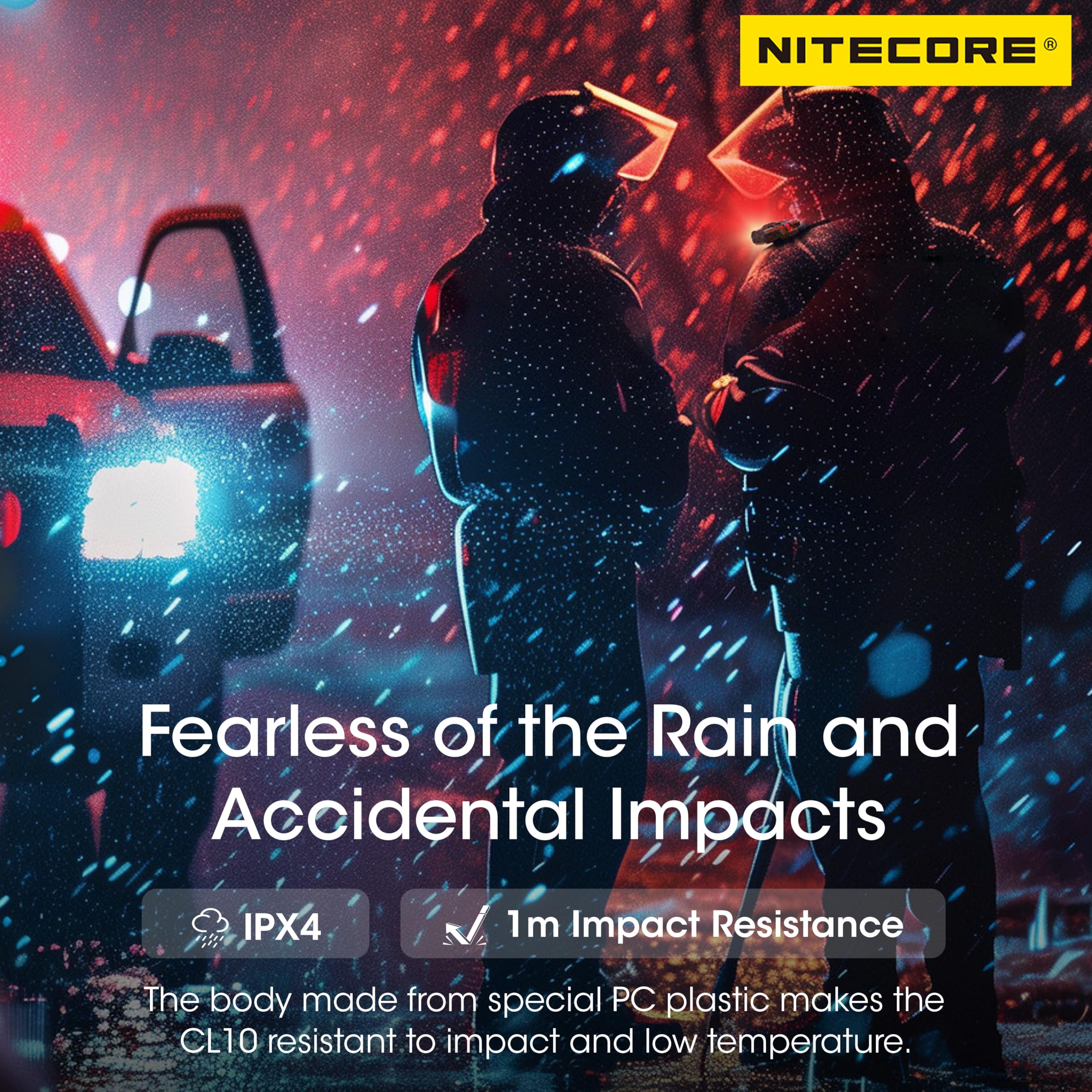Nitecore CL10 - Luz de hombro multiusos ultraligera con clip, luz de advertencia personal con pilas AAA, etiqueta