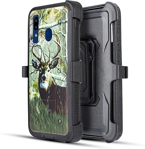 Funda para Samsung Galaxy A20 A30 A50 con clip para cinturón a prueba de golpes protector de pantalla de vidrio compatible con Samsung Galaxy