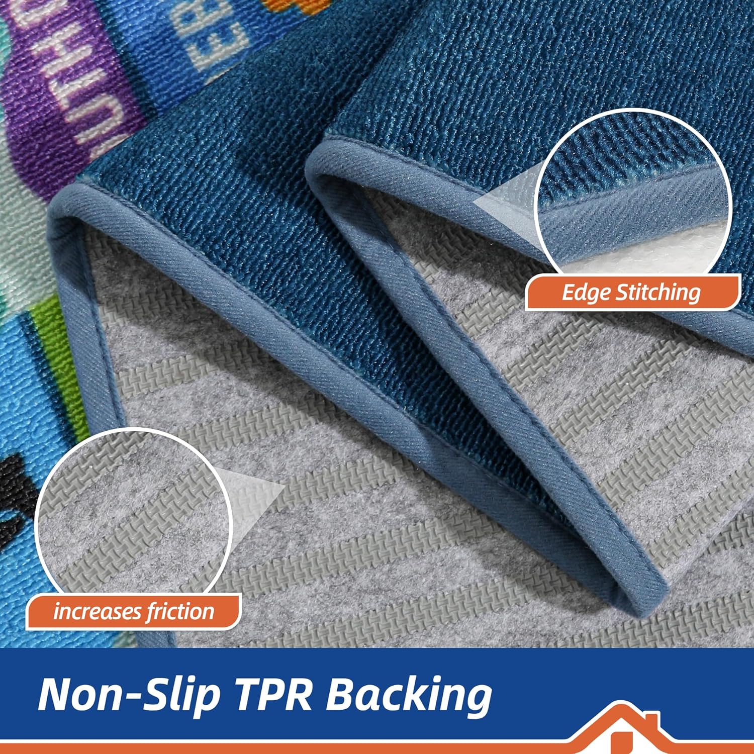 BEQHAUSE Rug for Kids Room Country Map, Non-Slip 64"x60" Educational Nursery Rug for Children's Bedroom, Washable Play Area Rugs for Kids Playroom