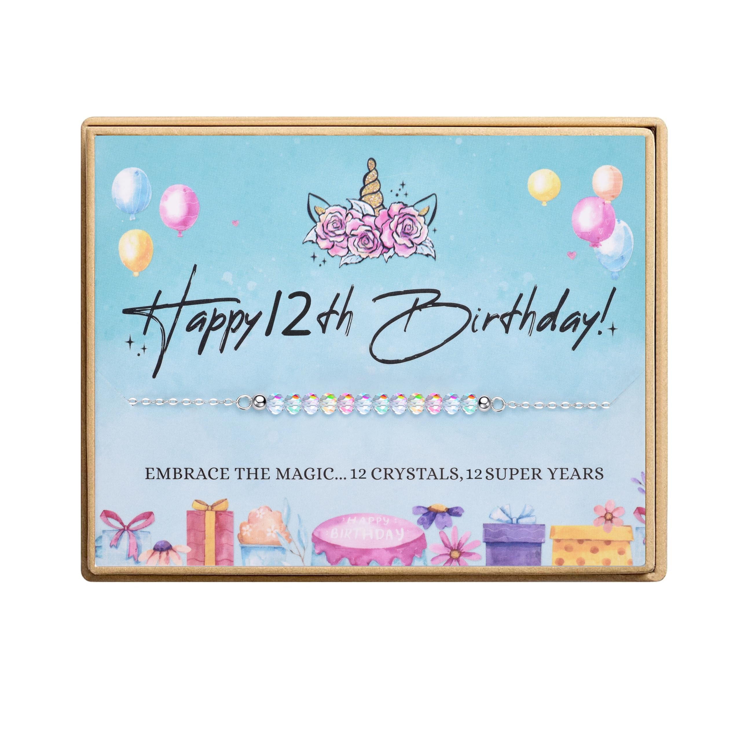 KGBNCIE Happy Birthday Bracelet Gift for Teen Girls,Crystal Beads Bracelet Gifts for 10 Year Old Girl Birthday Jewelry