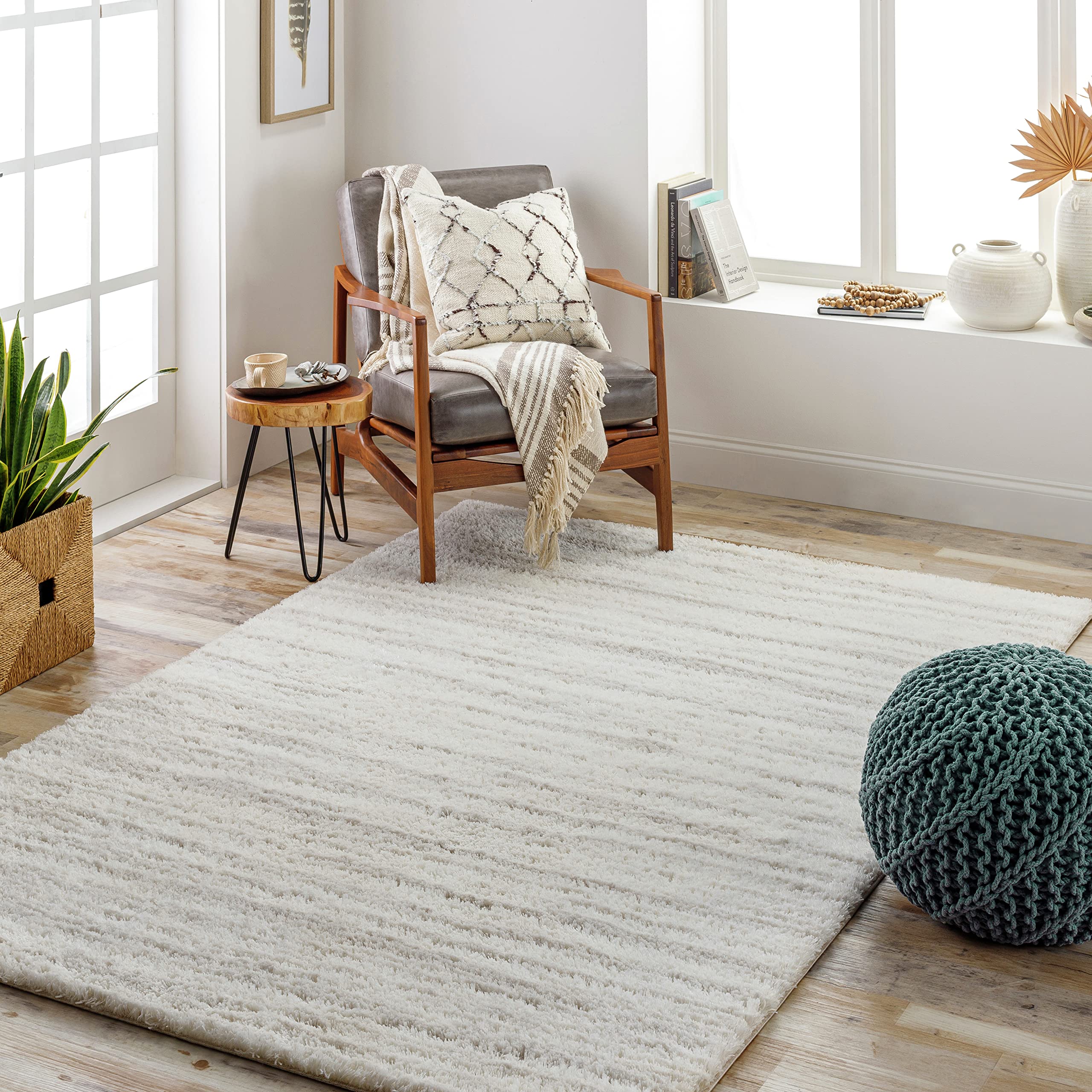 Livabliss Kupang Shaggy Rug - Alfombra Salon Grande Habitacion, Dormitorio - Alfombra Pelo Largo Berber Abstracta, Pelo Grueso y Esponjoso - Alfombra Grande de 160x213cm, Crema