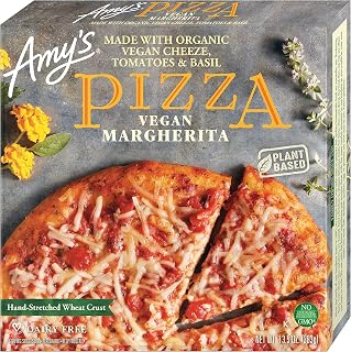 Amy's Vegan Cheeze Margherita Pizza - Organic Tomatoes, Basil, Hand-Stretched Crust, Dairy-Free Frozen Pizza (13.5 oz)