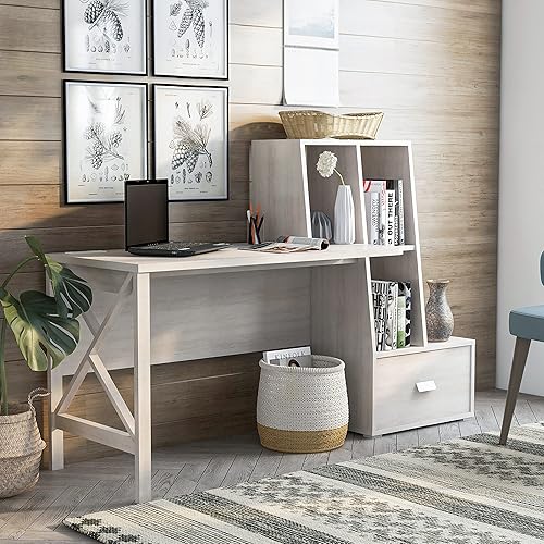 Miniatura 9 de ioHOMES Garvine - Escritorio moderno de 1 cajón, roble blanco