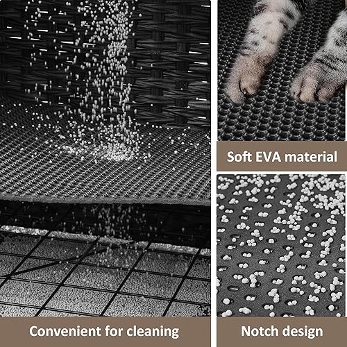 Miniatura 4 de Caja de arena para gatos con alfombrilla de arena suave muebles ocultos de baño para gatos con puerta casa de gato de ratán tejida a mano jaula para